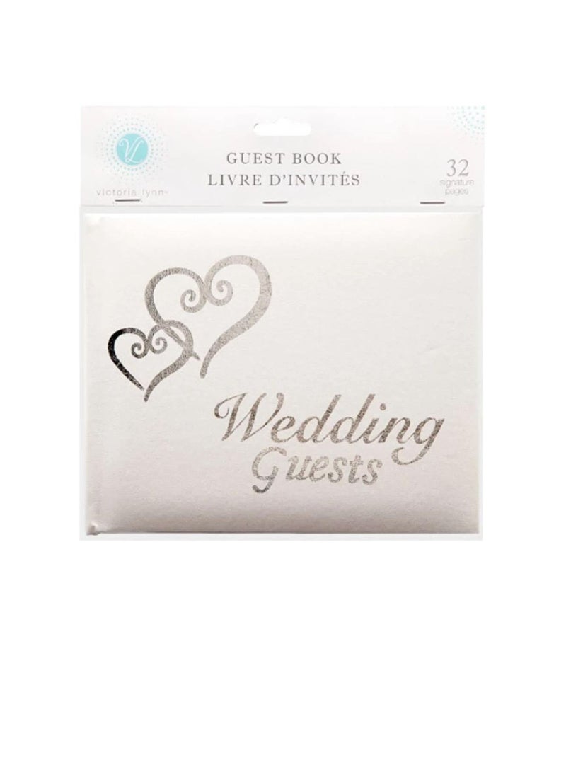 دفتر ضيف حروف فضية وقلوب بيضاء - Image 1