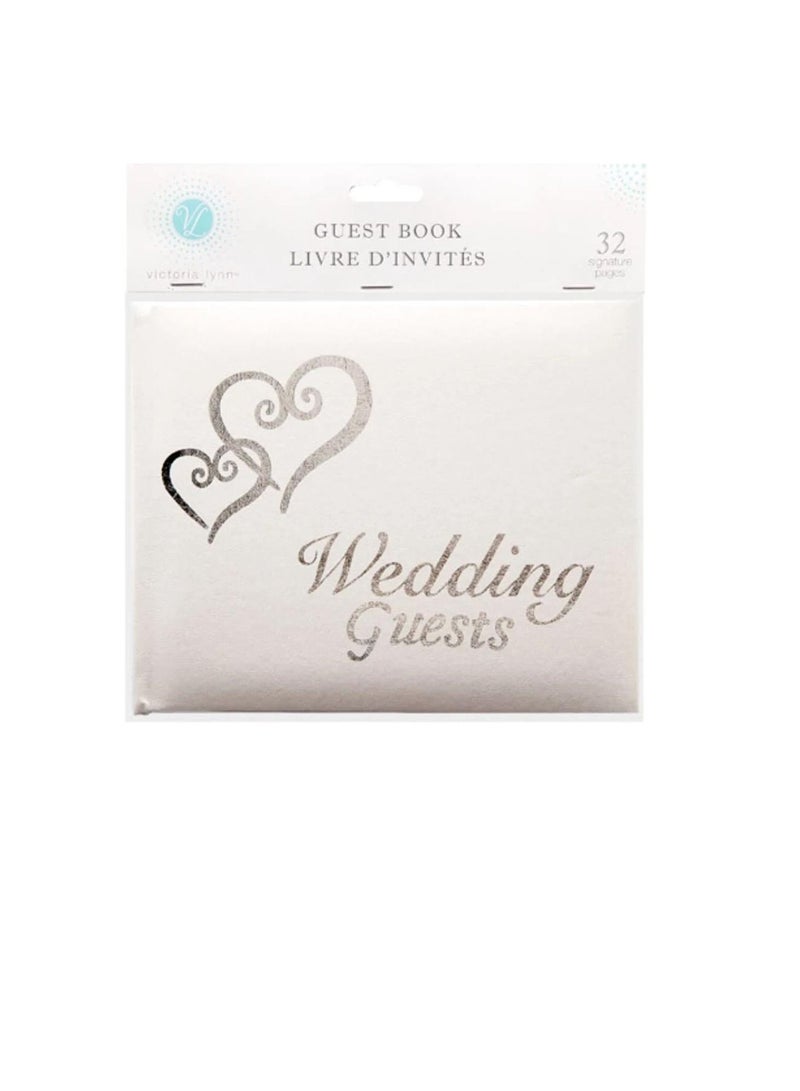 دفتر ضيف حروف فضية وقلوب بيضاء - Image 3