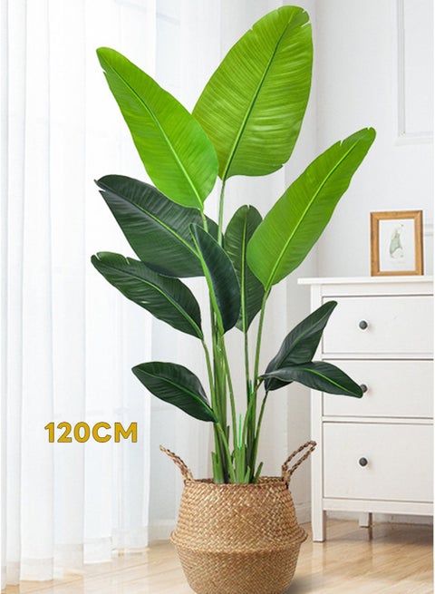 Artificial Plants for Indoor Home Decor, Large 120cm Faux Banana Tree in Pot, Tropical House Plant for Living Room Corner, Modern Office Decoration