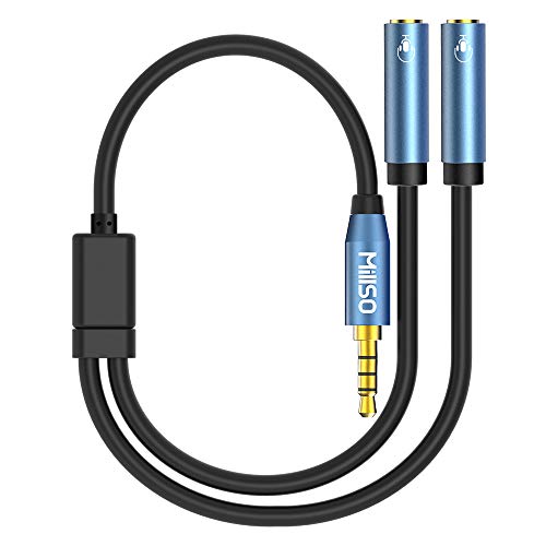 MillSO Headset Splitter for 2 TRRS Headphones or Mics - 3.5mm Jack Adapter TRRS 4-Pole Splitter Male to 2 Dual Female Adapter - Image 1