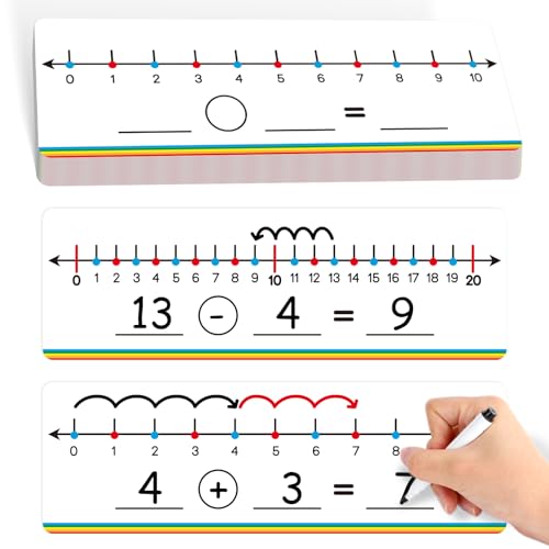 Aizweb 28 Pack Number Line Dry Erase Board Card,12" x 3.9" Small Whiteboard Math Manipulatives Addition Subtraction Game for Student Classroom Must Have Homeschool Teacher Supplies Learning Activities - Image 1