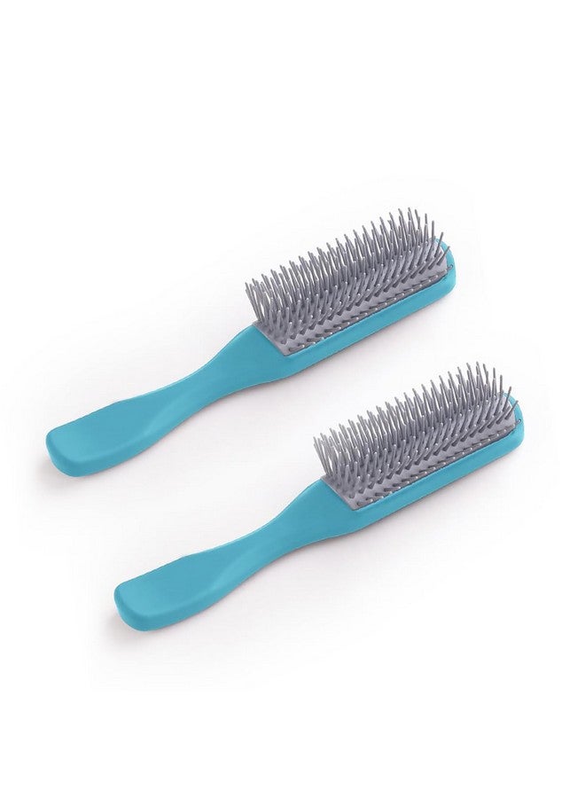 Homestic Hair Brush | Bristles Brush | Hair Brush With Paddle | Brush For Curly Wavy Hairs | Suitable For All Hair Types | Hair Brush Styling Hair | 2 Piece | C19Ble | Blue - Image 1