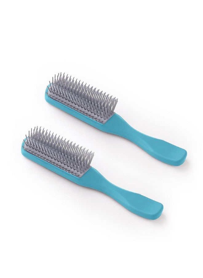 Homestic Hair Brush | Bristles Brush | Hair Brush With Paddle | Brush For Curly Wavy Hairs | Suitable For All Hair Types | Hair Brush Styling Hair | 2 Piece | C19Ble | Blue - Image 4