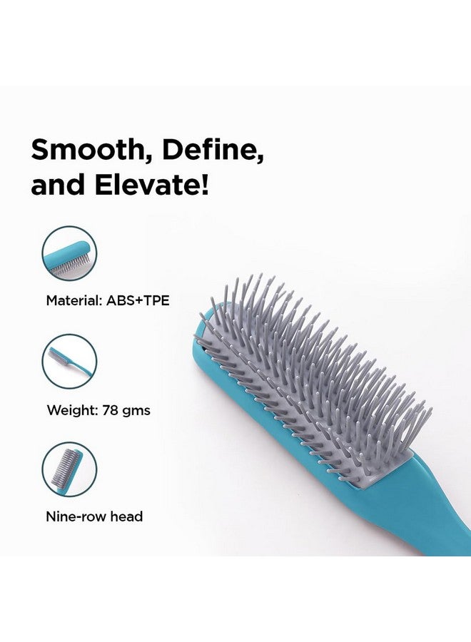 Homestic Hair Brush | Bristles Brush | Hair Brush With Paddle | Brush For Curly Wavy Hairs | Suitable For All Hair Types | Hair Brush Styling Hair | 2 Piece | C19Ble | Blue - Image 3
