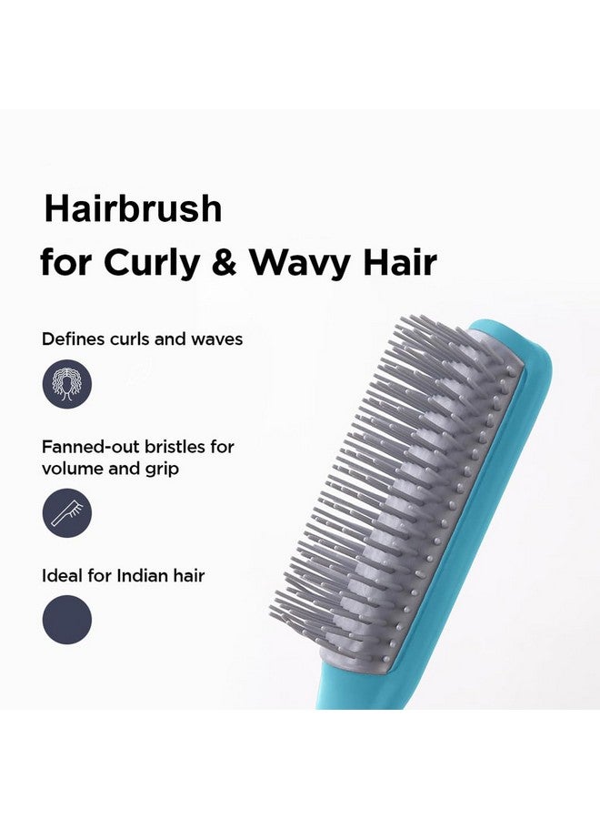 Homestic Hair Brush | Bristles Brush | Hair Brush With Paddle | Brush For Curly Wavy Hairs | Suitable For All Hair Types | Hair Brush Styling Hair | 2 Piece | C19Ble | Blue - Image 2