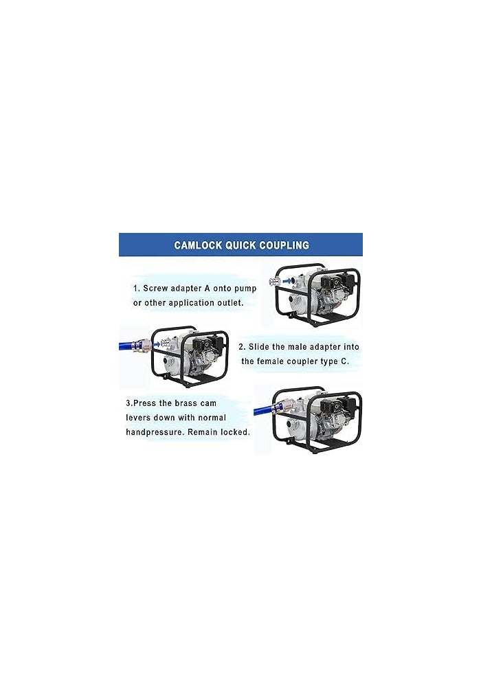 AQ AQSON AQSON Aluminum Global Type A Cam and Groove Hose Fitting - 2" Camlock Hose Coupler with 2" Plug x 2" NPT Female - Image 5