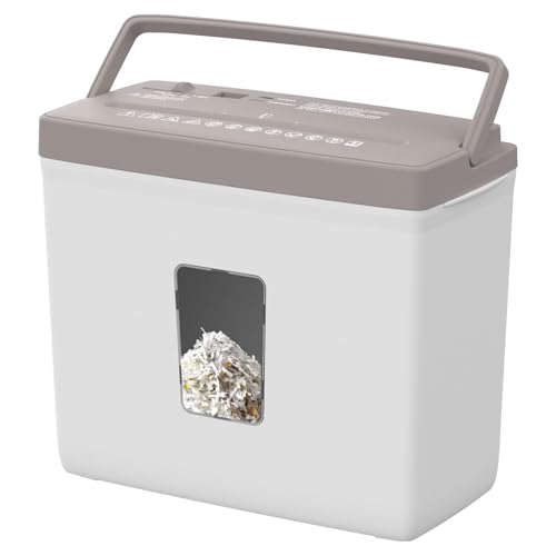 Suntiko 5-Sheet Cross Cut Paper Shredder for Home Office, P-4 High Security Level Document Shredder with 2.38 Gallon Bin, Jam Proof Design & Thermal Protection for Professional Use, Brown + White - Image 1