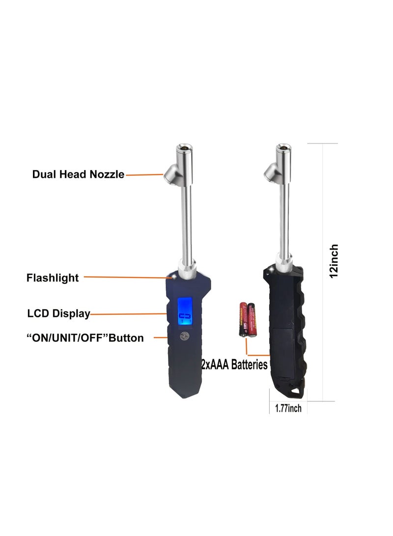 Excefore Digital Dual Head Tire Gauge, 230 PSI Heavy Duty Dual Head Stainless Steel, Get Accurate Tire Pressure Readings, Suitable for Car Truck with Backlit LCD and Flashlight Car Accessories  - Image 2