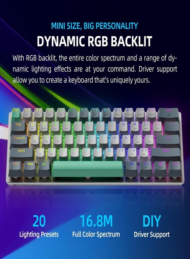 Machenike K500A-B61W 60% Mechanical Wireless Gaming Keyboard, 61 Keys Ultra-Compact Hot Swappable Linear Red Switch, Dynamic RGB Backlit, Anti-Ghosting, Double-Shot PBT Keycaps, Win/Mac, White - Image 3