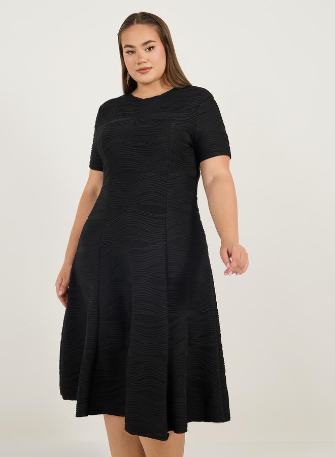 Styli Textured Fit-and-Flare Dress - Image 5