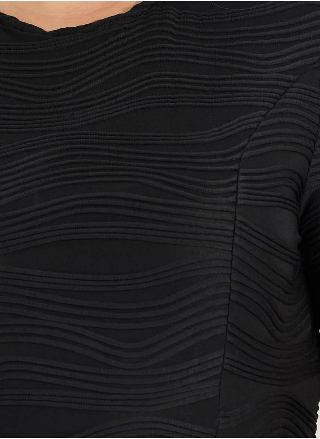 Styli Plus Size Weave Texture A-Line Midi Dress