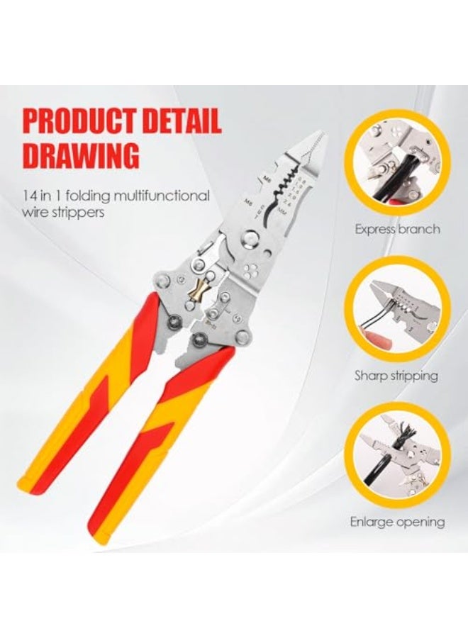 12-in-1 Wire Stripper with Current Measurement Function, Multifunctional Wire Stripper with Voltage Tester, Voltage Tester, Pliers, Cable Stripping Tool with Current Tester - Image 3