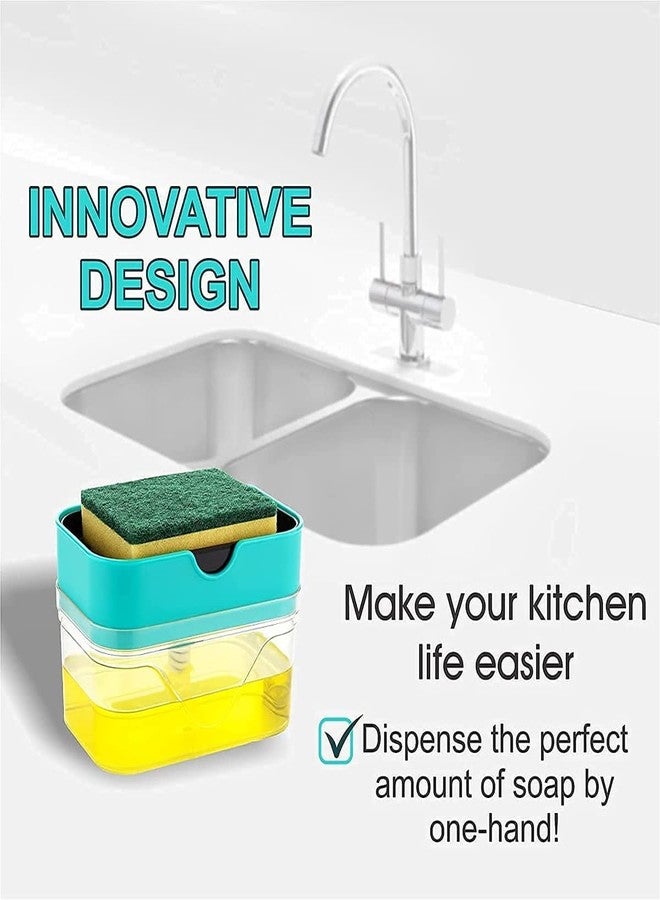 Avenn Multipurpose Use Pump Dispenser and Sponge Holder with 1 Cleaning Sponges for Kitchen Sink & Dish Washing 2 in 1 Soap Dispenser for Dishwasher Liquid Holder (Multicolor) (1) - Image 3