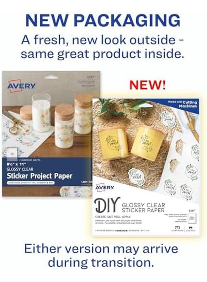 افيري ورق لاصق قابل للطباعة لامع وشفاف مقاس 8.5 × 11 بوصة طابعات ليزر ونفث الحبر 7 ورقات 4397 - Image 2