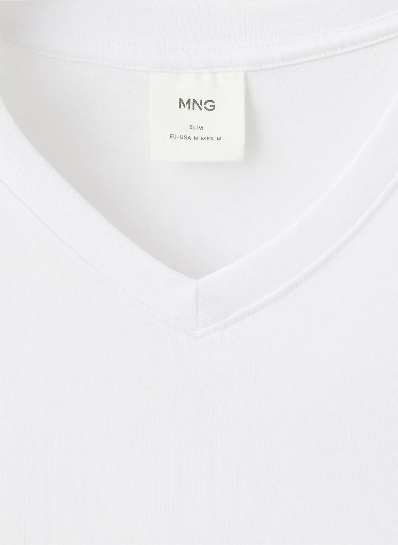 Mango Man 100% cotton slim-fit V-neck t-shirt