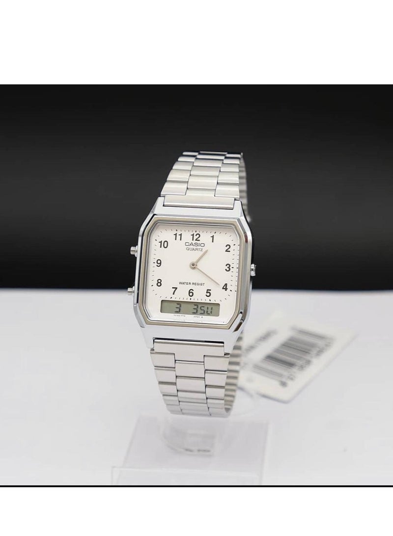 CASIO Men's Vintage Analog & Digital Watch AQ-230A-7BMQ - 30 mm - Silver - Image 2
