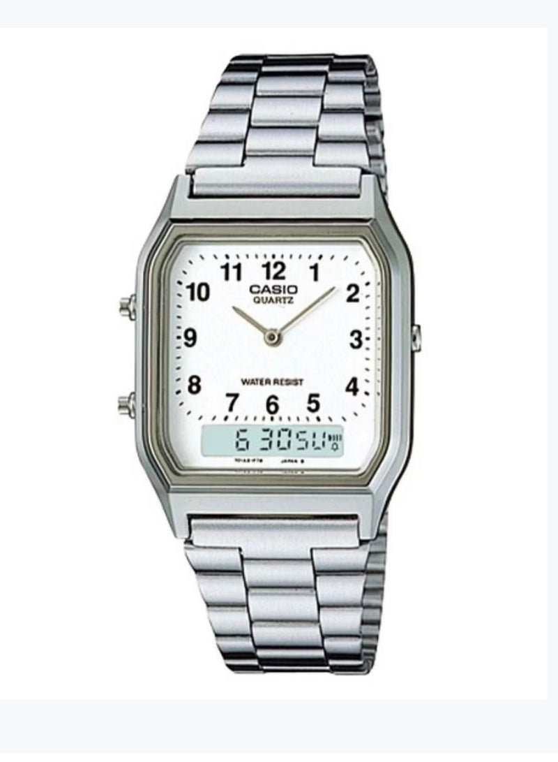CASIO Men's Vintage Analog & Digital Watch AQ-230A-7BMQ - 30 mm - Silver - Image 1