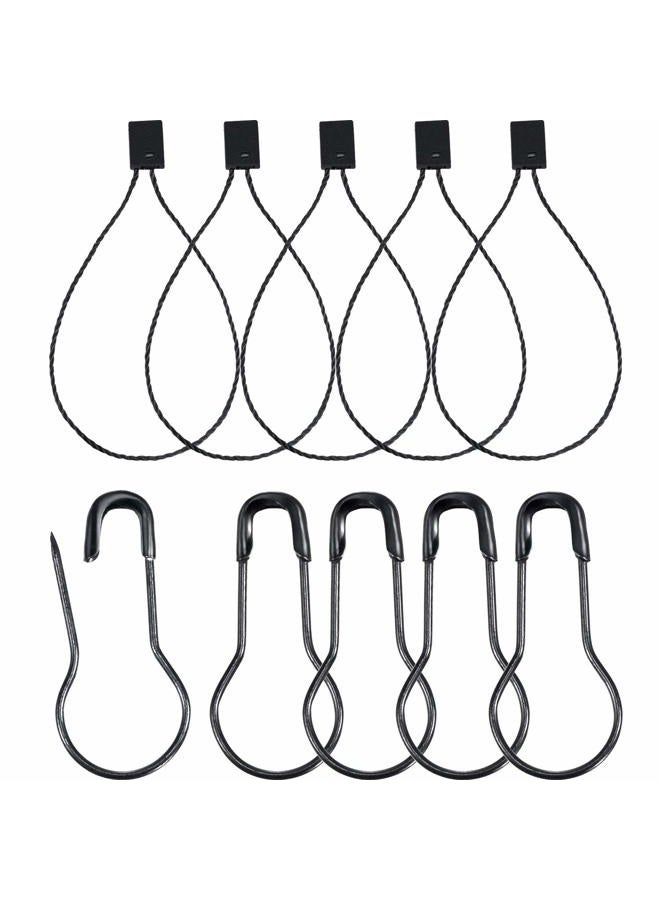 Hestya 500 Pieces Hang Tag String 500 Pieces Black Pins 6.6 Inch Clothes Tags Plastic Fastener Black Price Tag Nylon Strings and 0.8 Inch Metal Ground Pins Pear-Shaped Pin Clothes Tag Pins - Image 1