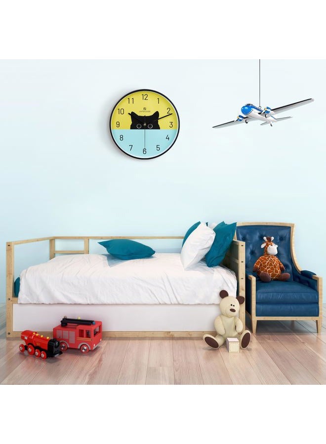 Lafocuse Silent Non Ticking Black Cat Wall Clock for Cat Lovers, Colorful Cute Wall Clock for Kids Bedrooms, Children Wall Clocks for Girls Battery Operated 12 Inch - Image 4