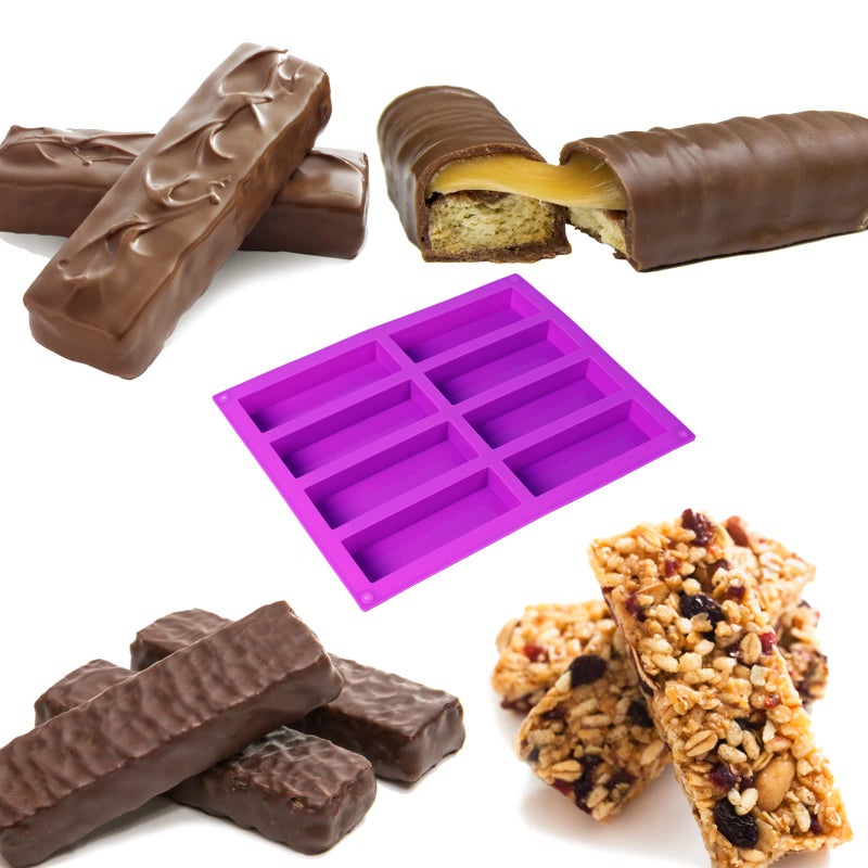 Goensjt 3 Pack Granola Bar Mold Silicone Mold,8 Cavity Rectangle Energy,Cereal Bar Molds for Ganache, Chocolate Bar, Truffles, Cheesecake - Image 5