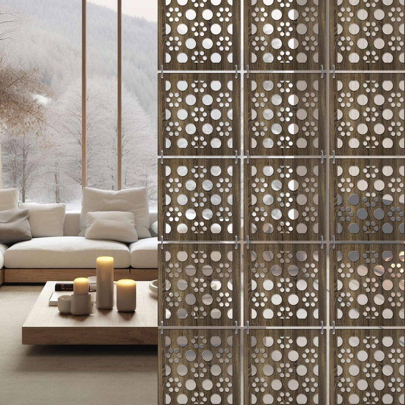 Random فاصل غرف خشبي عشوائي معلق يأتي بـ 12 لوحة مع موصلات خطاف مثالي لغرفة المعيشة أو المكتب أو المعبد أو تقسيم ديكور المنزل RSD8145 - Image 1