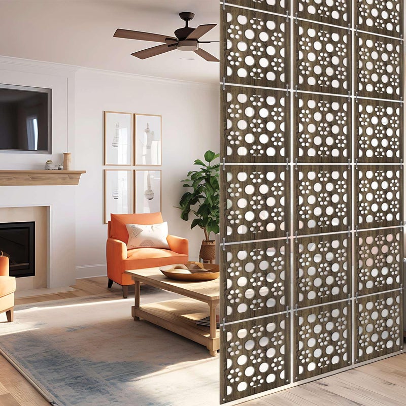 Random فاصل غرف خشبي عشوائي معلق يأتي بـ 12 لوحة مع موصلات خطاف مثالي لغرفة المعيشة أو المكتب أو المعبد أو تقسيم ديكور المنزل RSD8145 - Image 2