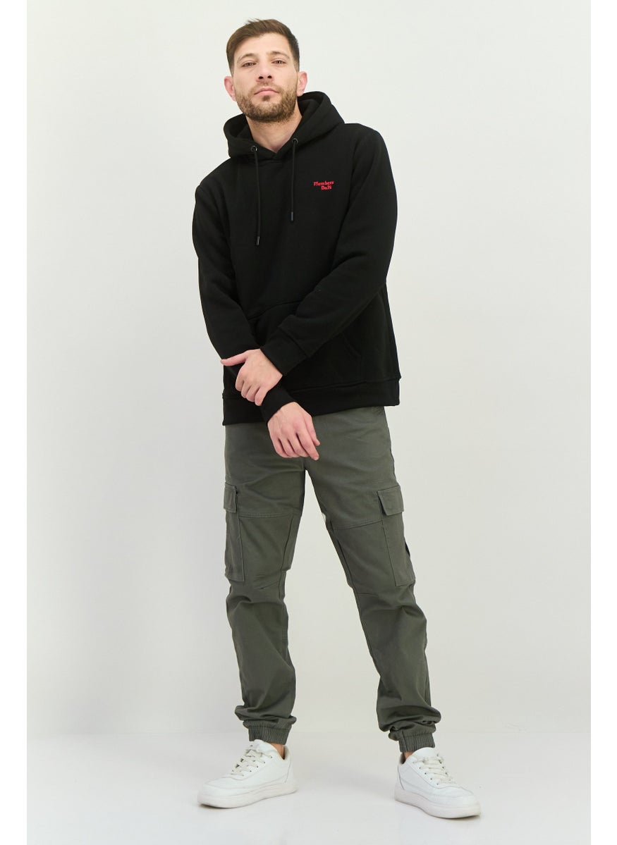 MEMBERS ONLY - Men Hooded Embroidered Logo Long Sleeves Sweatshirt, Black Combo - Image 1