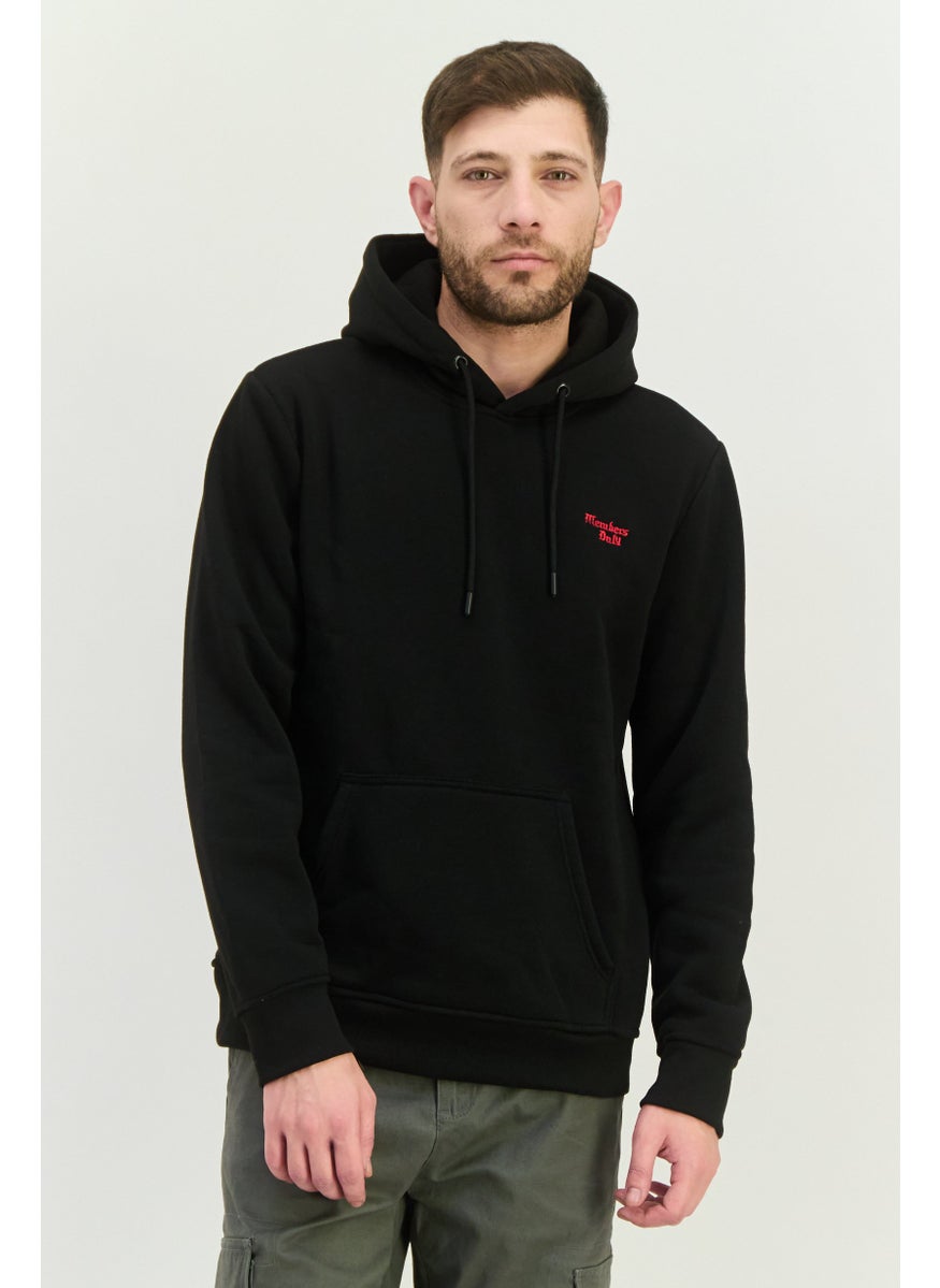 MEMBERS ONLY - Men Hooded Embroidered Logo Long Sleeves Sweatshirt, Black Combo - Image 1
