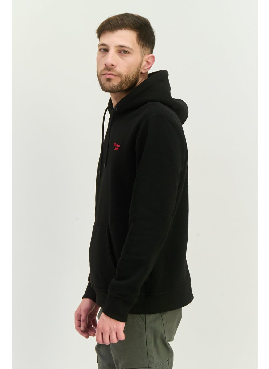 MEMBERS ONLY - Men Hooded Embroidered Logo Long Sleeves Sweatshirt, Black Combo - Image 1