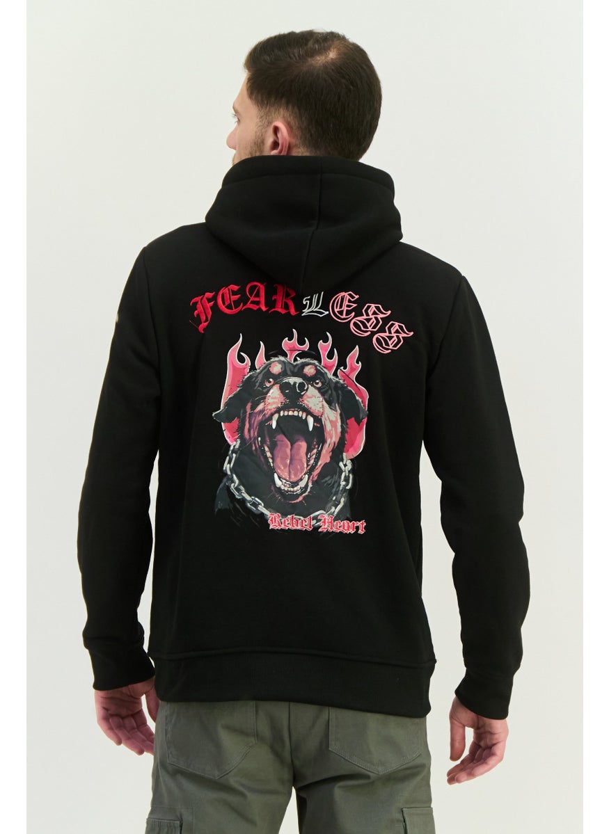 MEMBERS ONLY - Men Hooded Embroidered Logo Long Sleeves Sweatshirt, Black Combo - Image 1
