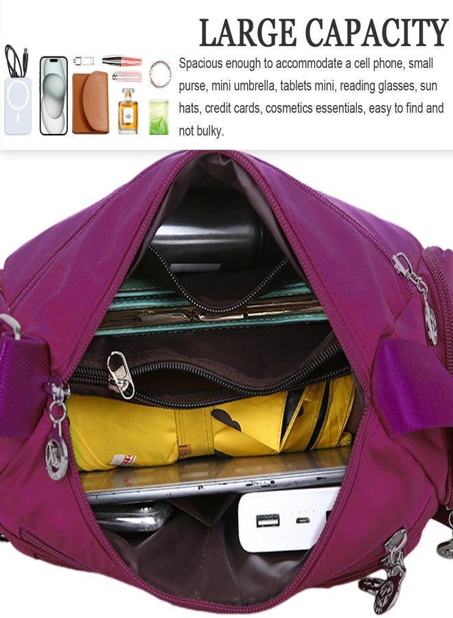 WITERY Nylon Crossboby Bags for Women - Waterproof Zipper Multi-Pocket Crossboby Purse Lightweight Shoulder Bag, Casual Ladies Pocketbooks Small Travel Purse Messenger Bags Medium Handbag Tote - Image 5