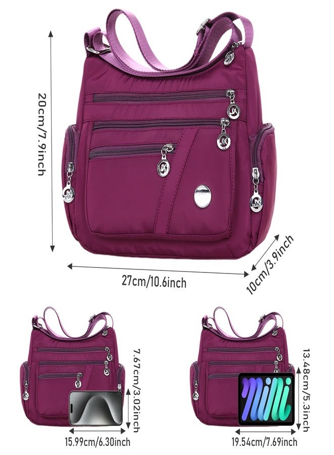 WITERY Nylon Crossboby Bags for Women - Waterproof Zipper Multi-Pocket Crossboby Purse Lightweight Shoulder Bag, Casual Ladies Pocketbooks Small Travel Purse Messenger Bags Medium Handbag Tote - Image 3