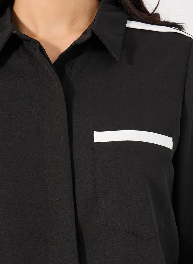 Styli Regular Fit Contrast Details Shirt with Chest Pocket