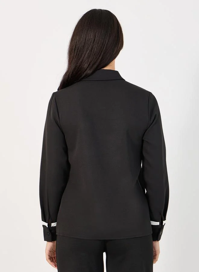 Styli Regular Fit Contrast Details Shirt with Chest Pocket