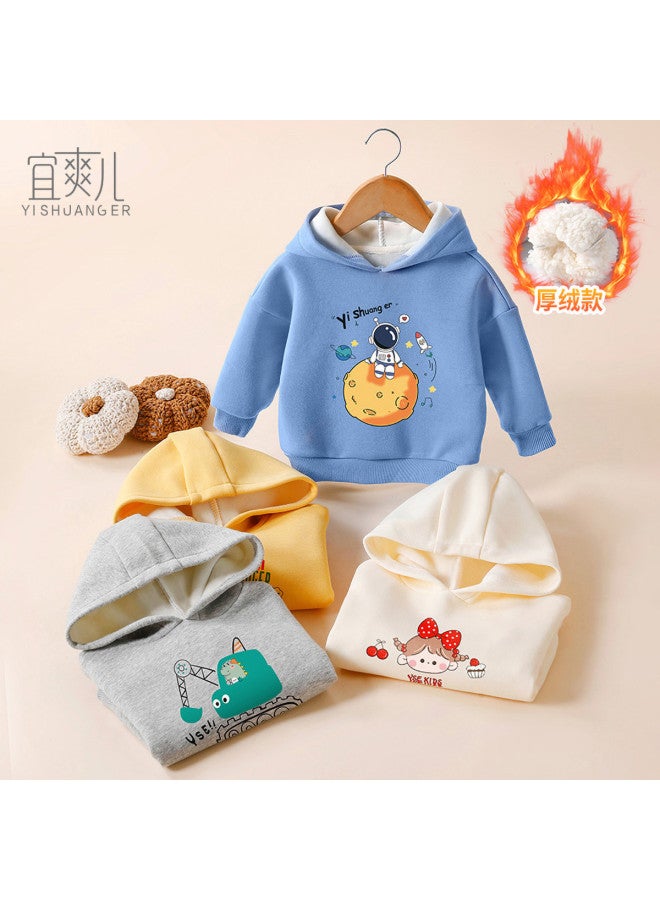YISHUANGER Autumn And Winter Boys' Clothing Fleece-lined And Thickened Warm Outdoor Wear Infant And Toddler Hoodie Bear Baby New Year's Outfit Winter Clothing - Image 4