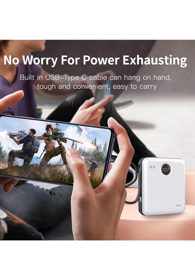 زيم بنك الطاقة zime E28، شاحن محمول عالي السرعة بقدرة 22.5 واط مع موصل مدمج وكابل USB-C، منفذ USB-C واحد، منفذ USB-A واحد، بطارية بسعة 20000 مللي أمبير، متوافق مع سلسلة هواتف iPhone 16/15/14/13، وسامسونج، وهواوي - Image 3