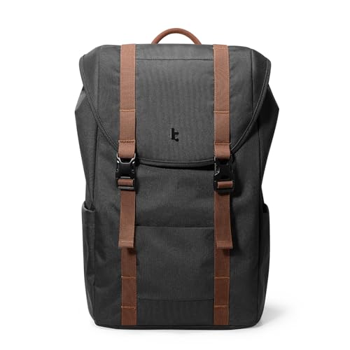 tomtoc Flap Laptop Backpack Lightweight WaterResistant Casual Daypack Durable Workpack Vintage Classic Rucksack for 13156 Inch Laptop perfect for Campus Street 22L Black - Image 1