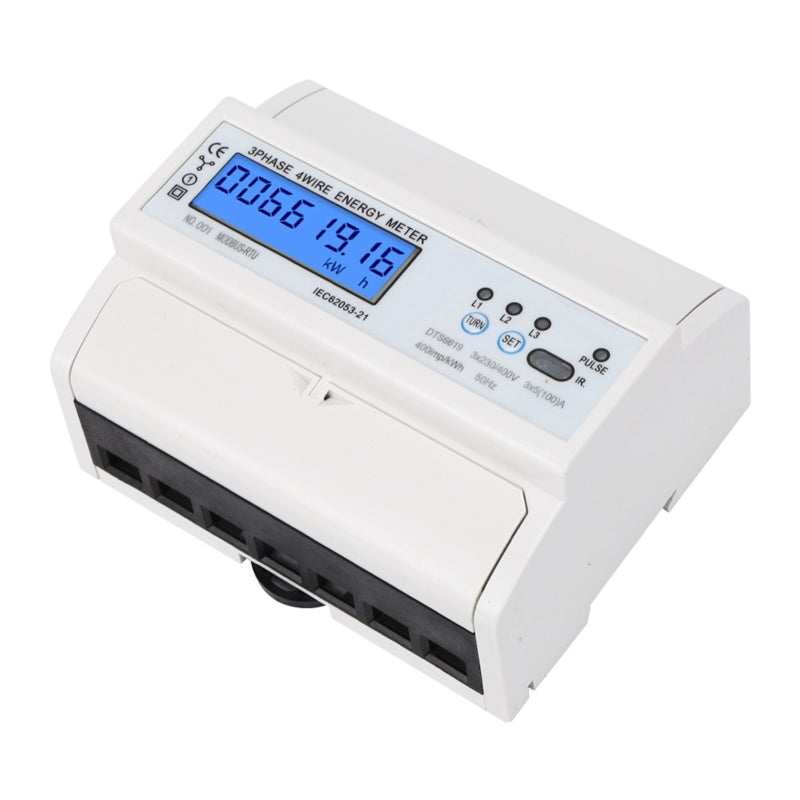 Energy Meter: 3-Phase Din-Rail Mounted - Multifunctional Display With Backlight & RS485 Remote Reading, Large LCD Screen For Industrial Electrical Monitoring & Power Measurement - Image 5