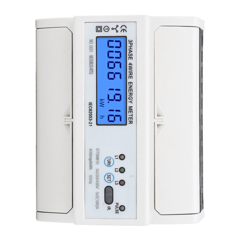 Energy Meter: 3-Phase Din-Rail Mounted - Multifunctional Display With Backlight & RS485 Remote Reading, Large LCD Screen For Industrial Electrical Monitoring & Power Measurement - Image 4