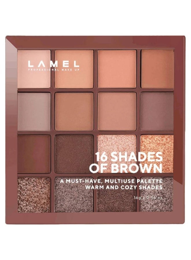 Lamel 16 Shades Of Brown Eyeshadow Palette 16g - Image 1