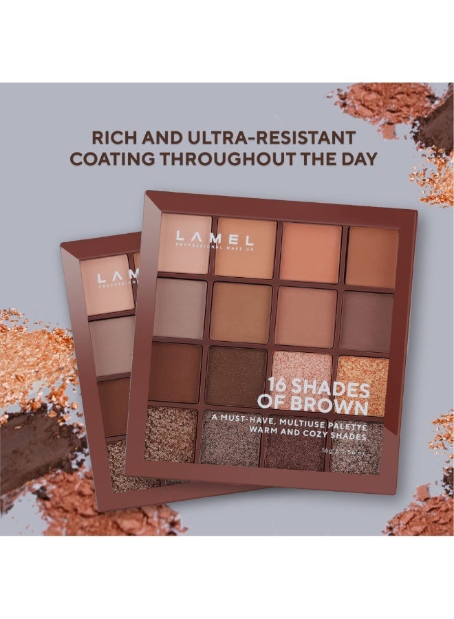 Lamel 16 Shades Of Brown Eyeshadow Palette 16g - Image 3