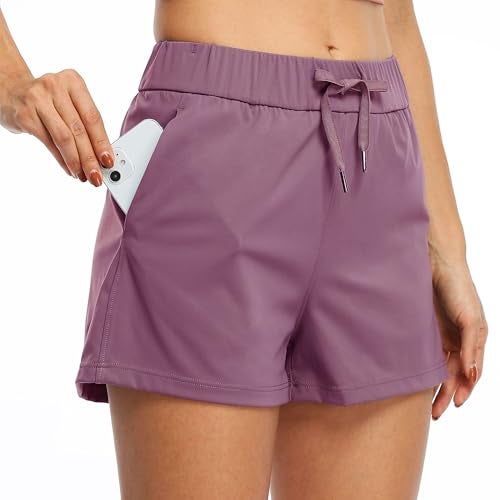 Willit Womens Athletic Hiking Running Shorts for Women Yoga Workout Gym Quick Dry Shorts with Pockets Bordeaux M - Image 1