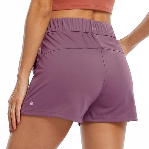 Willit Womens Athletic Hiking Running Shorts for Women Yoga Workout Gym Quick Dry Shorts with Pockets Bordeaux M - Image 3
