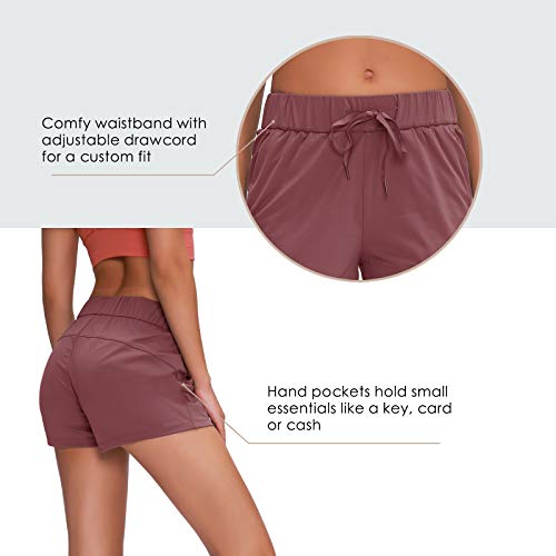 Willit Womens Athletic Hiking Running Shorts for Women Yoga Workout Gym Quick Dry Shorts with Pockets Bordeaux M - Image 4