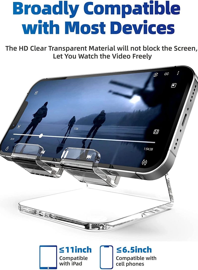 Eworld Clear Acrylic Cell Phone Stand Portable Mobile Holder for Desk Compatible with many Devices - Image 2