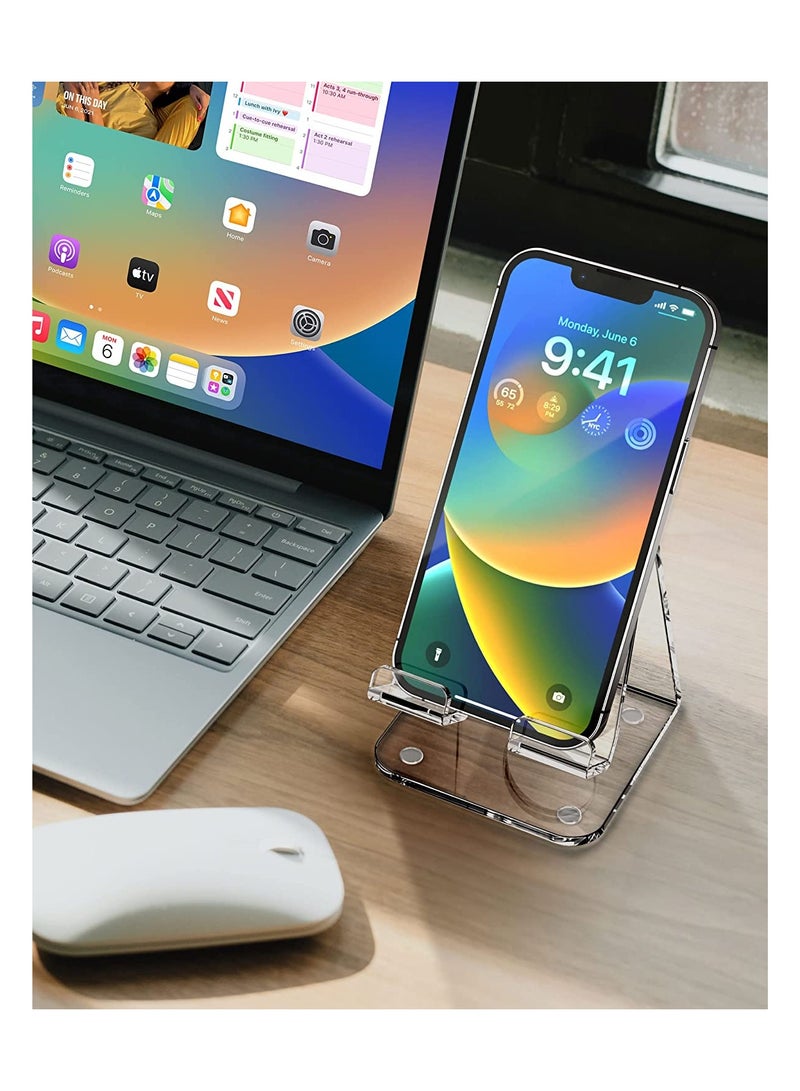 Eworld Clear Acrylic Cell Phone Stand Portable Mobile Holder for Desk Compatible with many Devices - Image 3