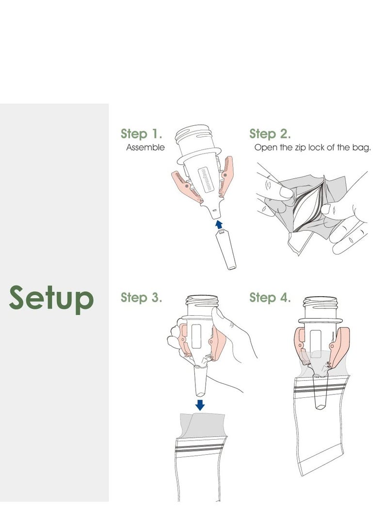 KASTWAVE Breastmilk Storage Bag Adapters - 3rd Generation, Narrow Neck, Compatible with Medela Pumps (All) and Selected Ameda Pumps. Also Compatible with Lansinoh and Nuk Breastmilk Storage Bags  - Image 4
