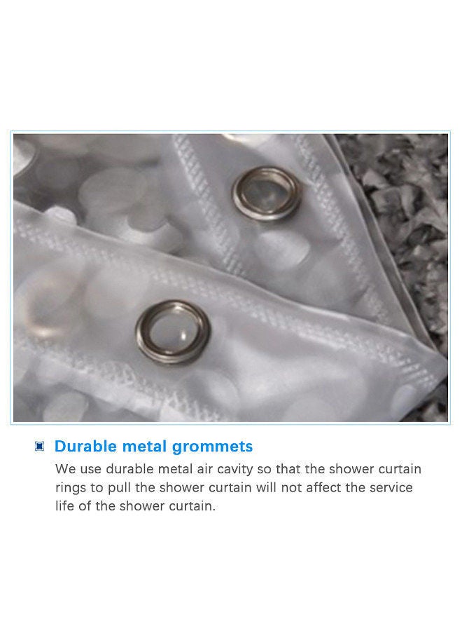 1PC Shower Curtain with Hooks PVC Waterproof Mildew Resistant Antibacterial 3D White Semi Transparent Pebble - Image 3