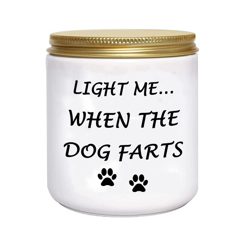 BFJLIFE Funny Gifts for Women Unique Dog Mom Dog Lovers Christmas Birthday Gifts for Her Sister Best Friend Girlfriend Wife Stocking Stuffers Light Me When Farts Lavender Scented Soy Candles