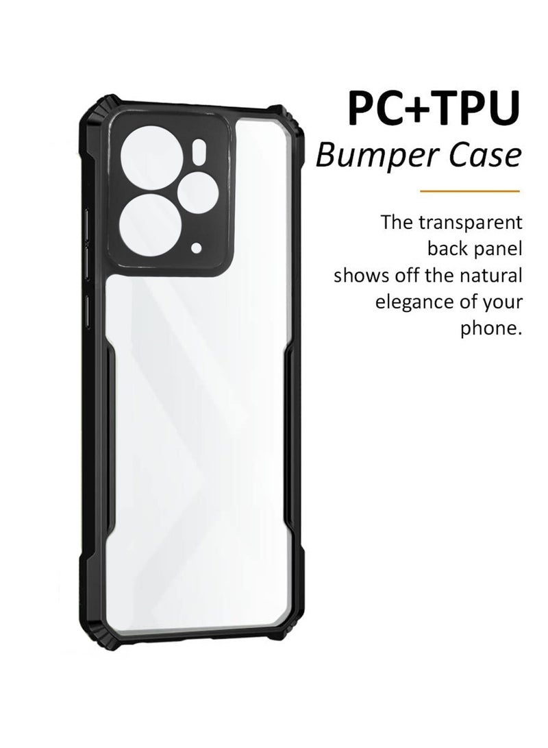 Wtech Realme 14 5G 2025 Hybrid TPU Silicone with Raised Armour Bumpers Slim Case Cover (MCAPSA) - Clear/Black - Image 2